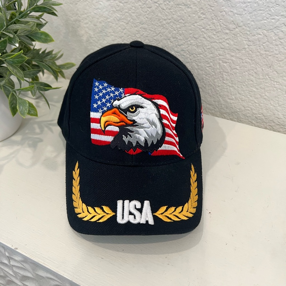Black USA Eagle Embroidered Cap